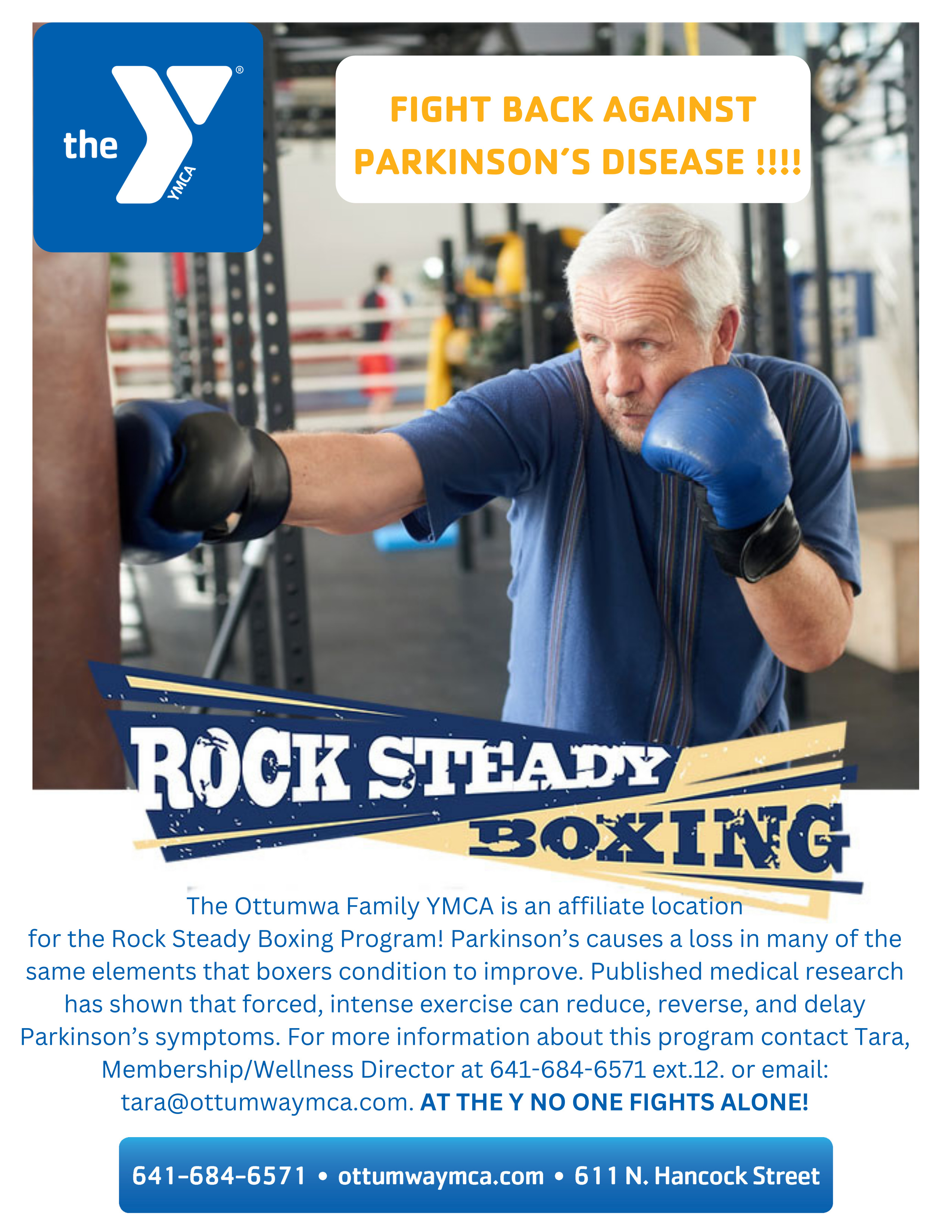 Flyer with description of the benefits of the rock steady program.