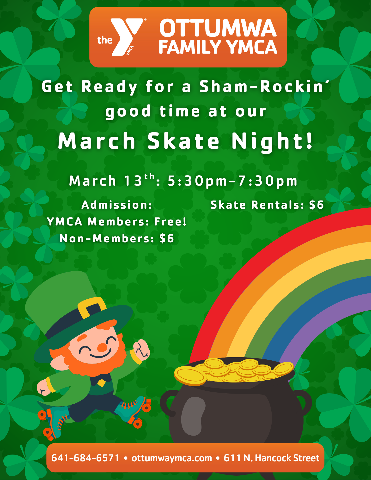 Flyer with next skate night date.