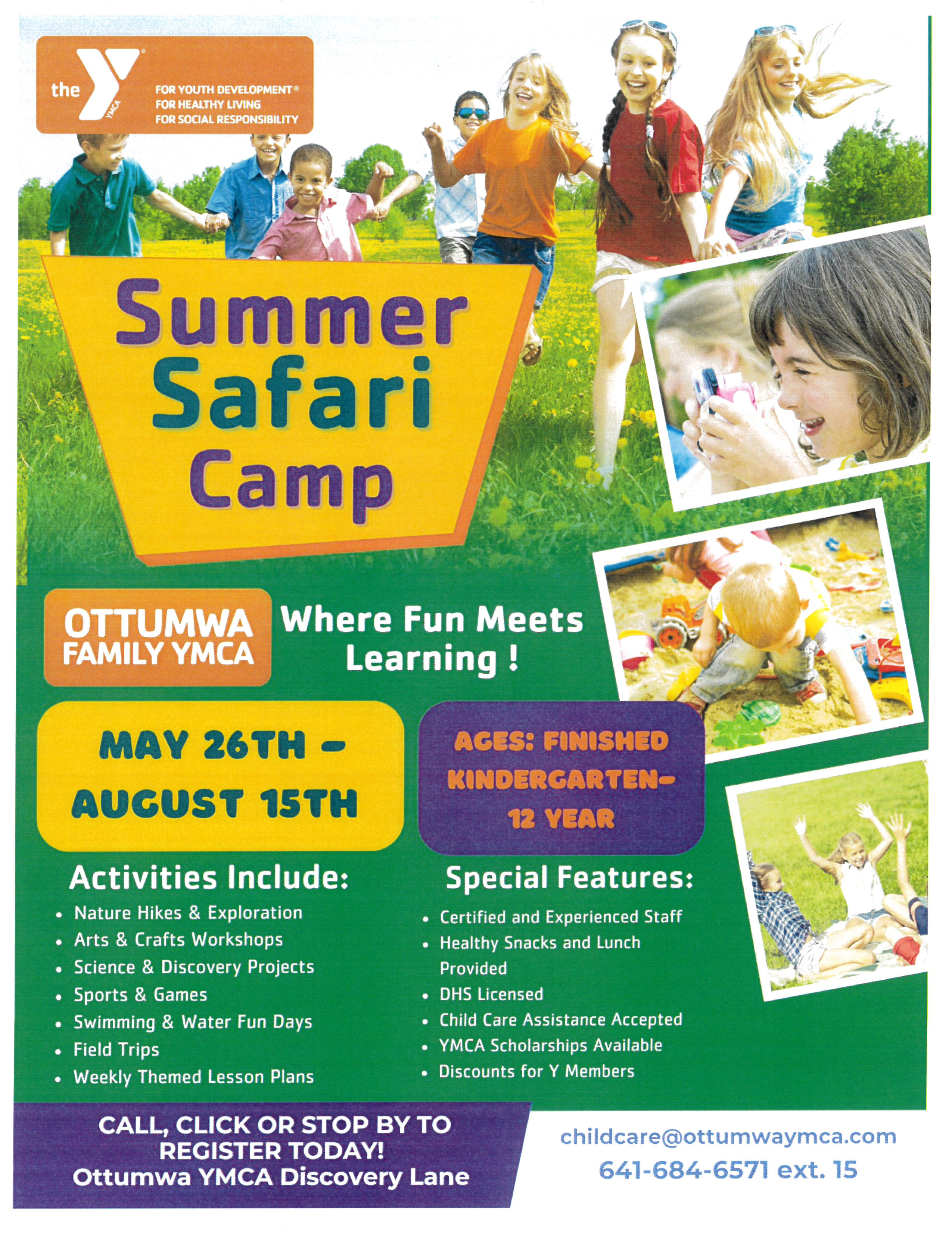 Flyer containing dates and amenities of Summer Safari