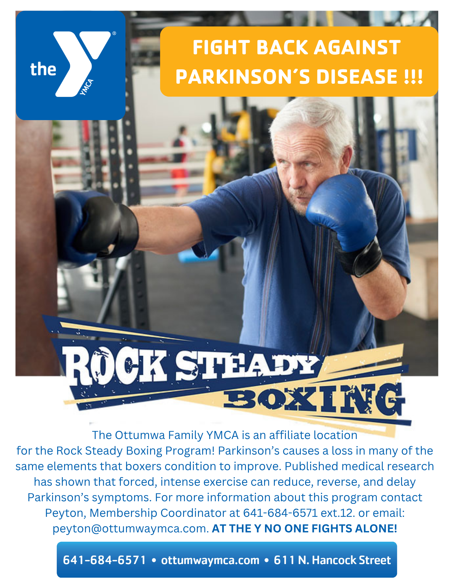 Flyer with description of the benefits of the rock steady program.